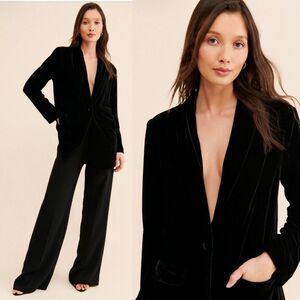 Endless Rose * Velvet Oversized Blazer Black Size L Shawl Collar Longline